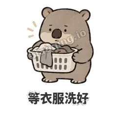 等衣服洗好 - 手忙小袋熊表情
